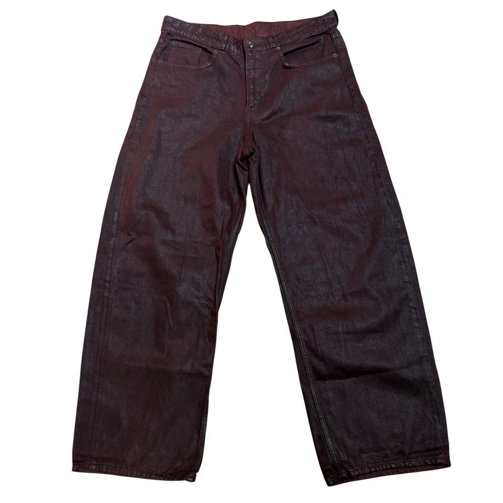 H&M Divided Coated Wide Leg Pants Chocolate Brown 10 Jeans Fall Oversized